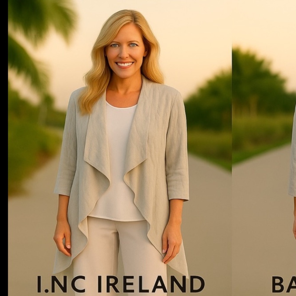 I.NCO Ireland Soft Dove Grey Layered Chiffon Jacket Top, EUC, Size Medium